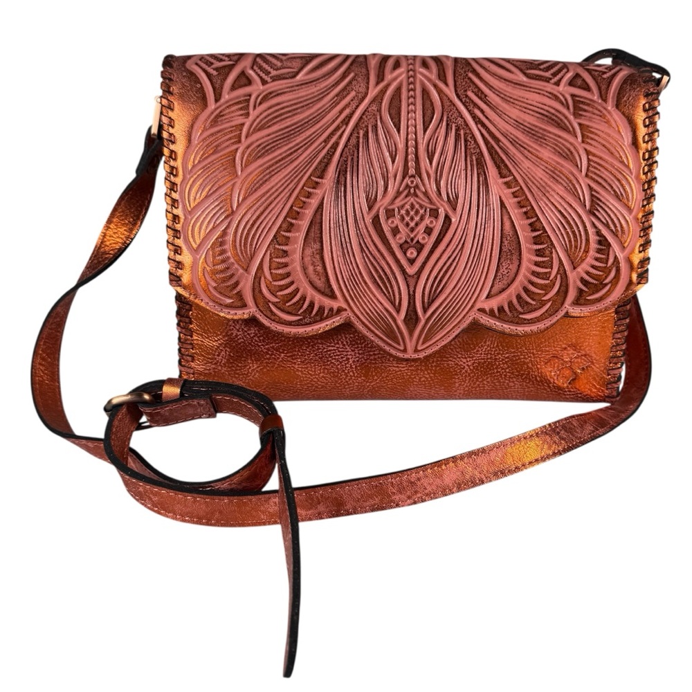 Patricia Nash Leather Sarola Crossbody Burnt Coral Bag